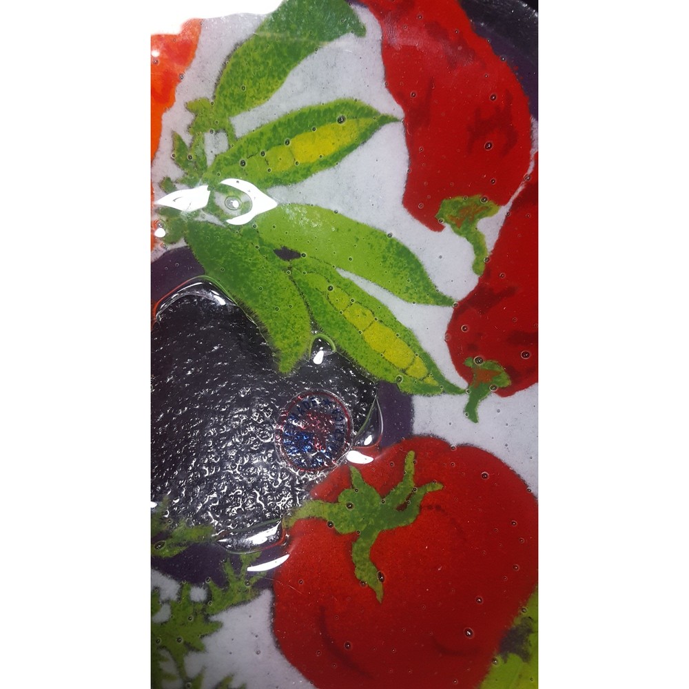 Fused Glass bowl vegetable theme vegetarian gift Peggy Karr fused glass bowl - Picture 4 of 10
